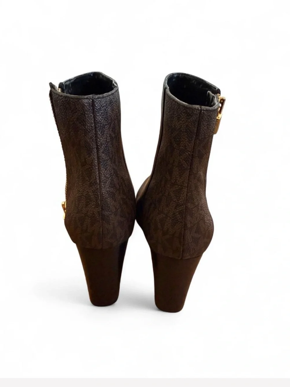 Michael Kors Black and Brown Leather Boots with Gold Zipper
